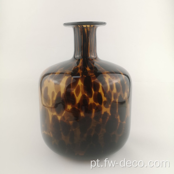 Vaso de vidro de flores manchado de leopardo feito à mão para utensílios de mesa